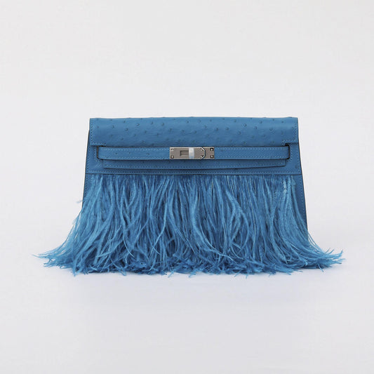 [PD1124]2026 Runway style Handmade full original ostrich leather original ostrich feather size 27cm lightweight clutch bag for events occasions PD1124