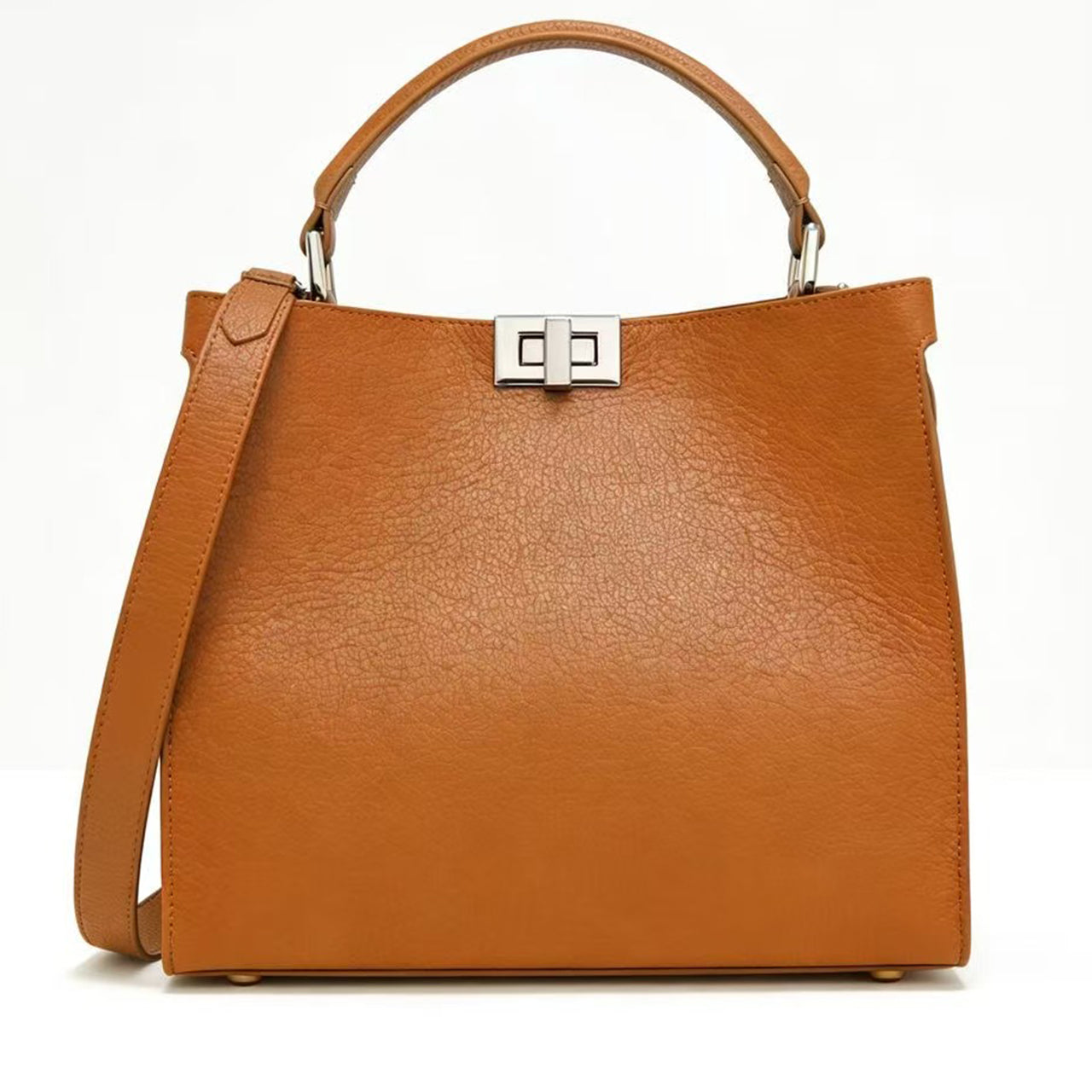 [PD1127] High End handmade top handle bag Full grain cow leather size 27cm buttery soft thick pebbled leather shoulder crossbody stainless steel hardware PD1127