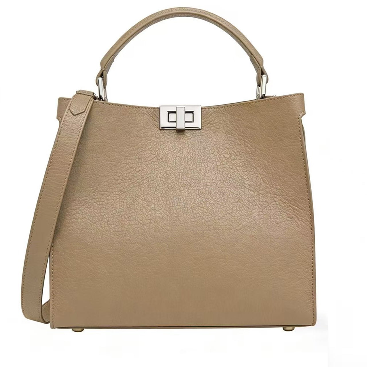 [PD1127] High End handmade top handle bag Full grain cow leather size 27cm buttery soft thick pebbled leather shoulder crossbody stainless steel hardware PD1127