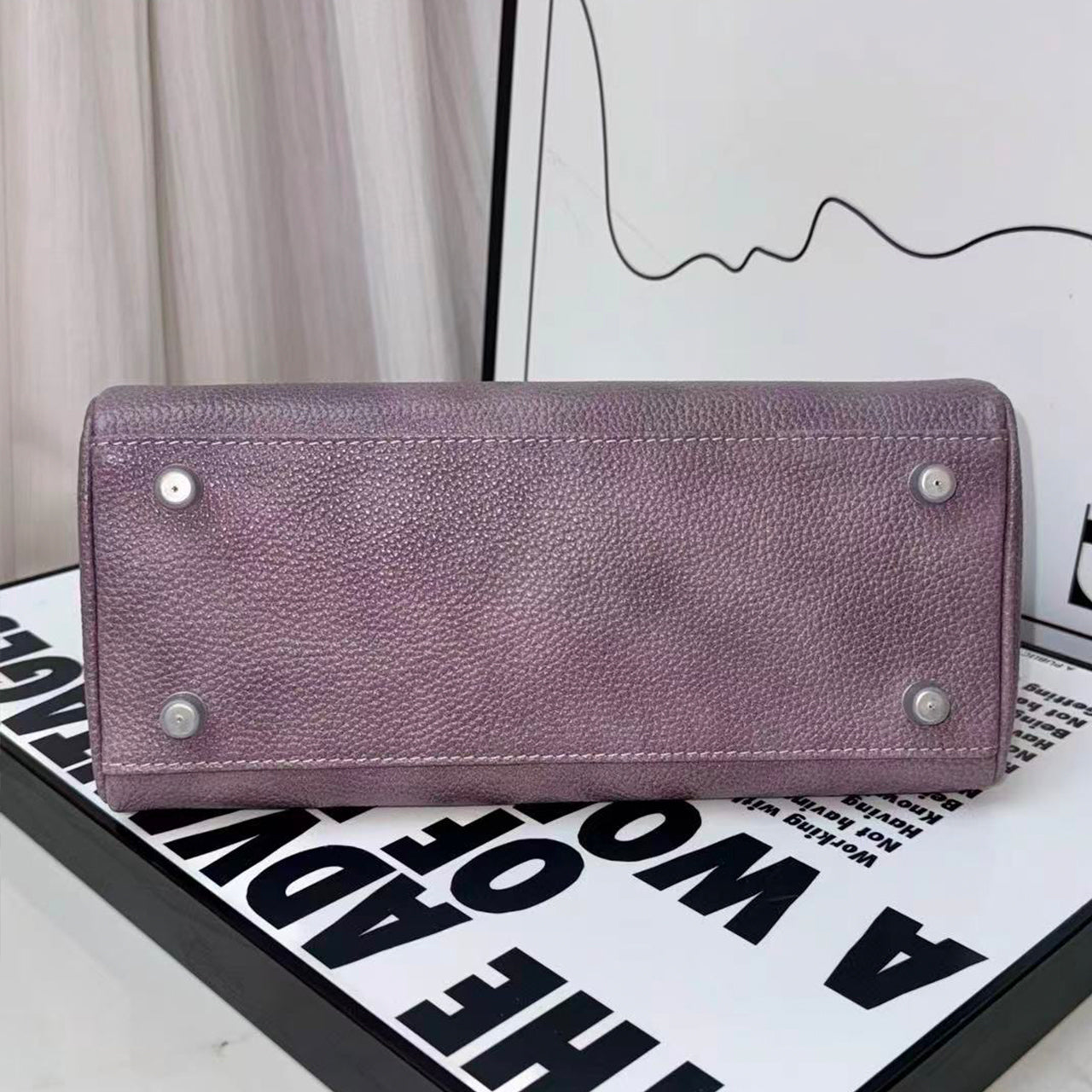 [PD1129] Luxury grade barenia faubourg leather messenger bag size 25cm medium crossbody shoulder wear cowhide leather unisex roomy soft two tone PD1129