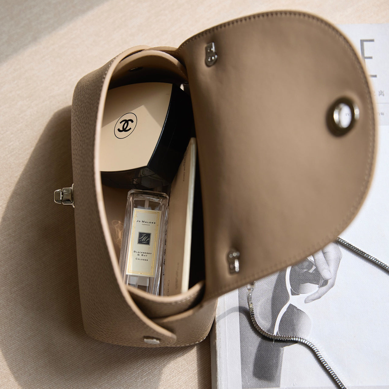 [PD1138] 19cm Italian TC Top Grain Leather Mini Soft Flap Chain Bag, Handmade 2-Way Crossbody Handbag for Women, Durable for Hot Humid Weather PD1138