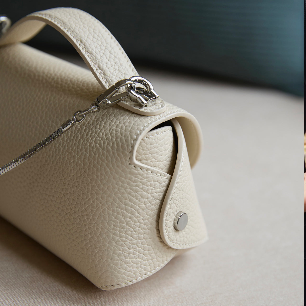 [PD1138] 19cm Italian TC Top Grain Leather Mini Soft Flap Chain Bag, Handmade 2-Way Crossbody Handbag for Women, Durable for Hot Humid Weather PD1138