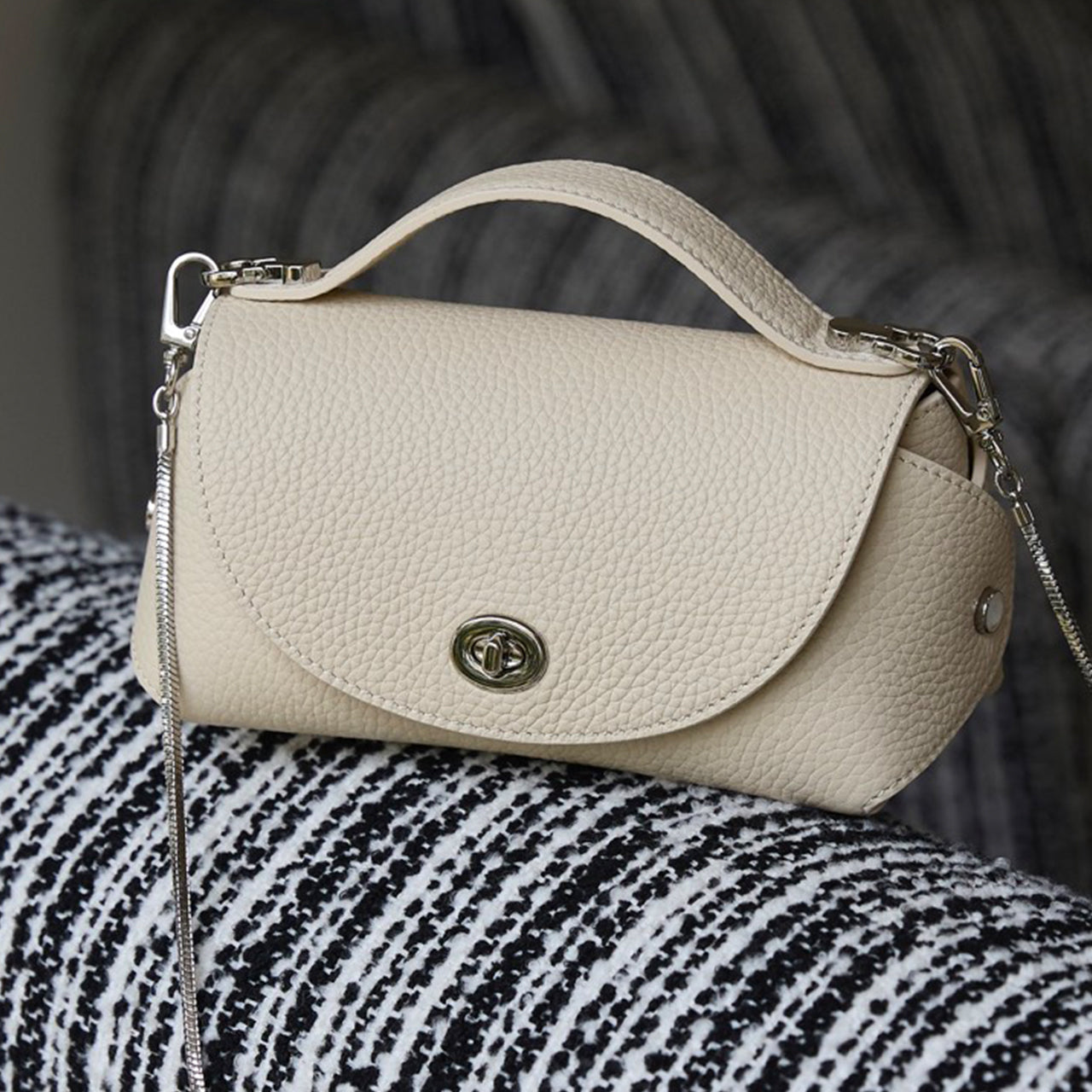 [PD1138] 19cm Italian TC Top Grain Leather Mini Soft Flap Chain Bag, Handmade 2-Way Crossbody Handbag for Women, Durable for Hot Humid Weather PD1138