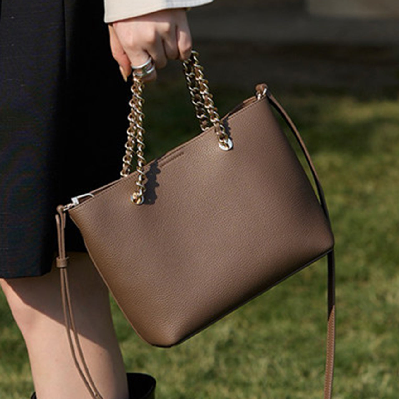 [PD1141] High Quality Top Grain Cowhide Leather Medium Tote Bag Handbag Togo Genuine Leather Shoulder Bag Crossbody Bag PD1141