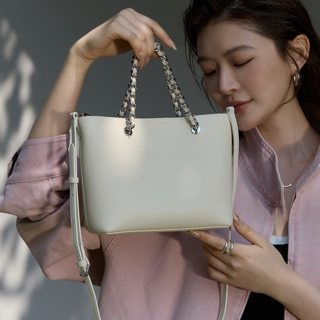 [PD1141] High Quality Top Grain Cowhide Leather Medium Tote Bag Handbag Togo Genuine Leather Shoulder Bag Crossbody Bag PD1141
