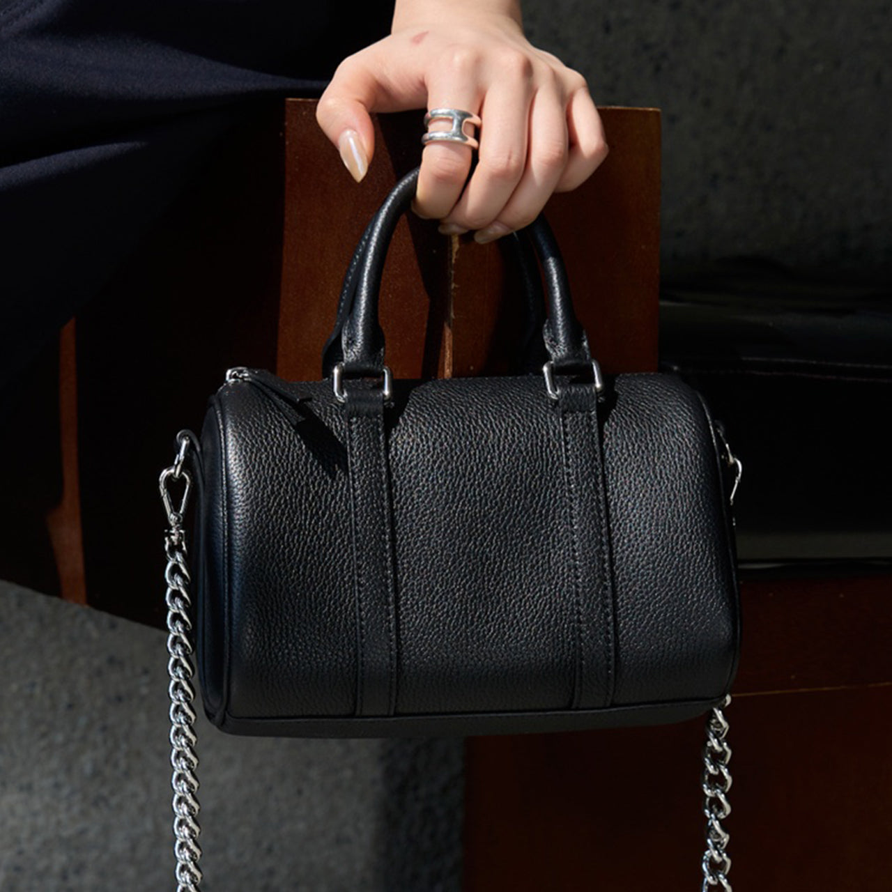 [PD1142] Luxury-Grade High Quality Top-Grain Cowhide Leather Boston Bag, Women's Handbag Shoulder Bag Crossbody Small Large Capacity Genuine Leather Bag PD1142