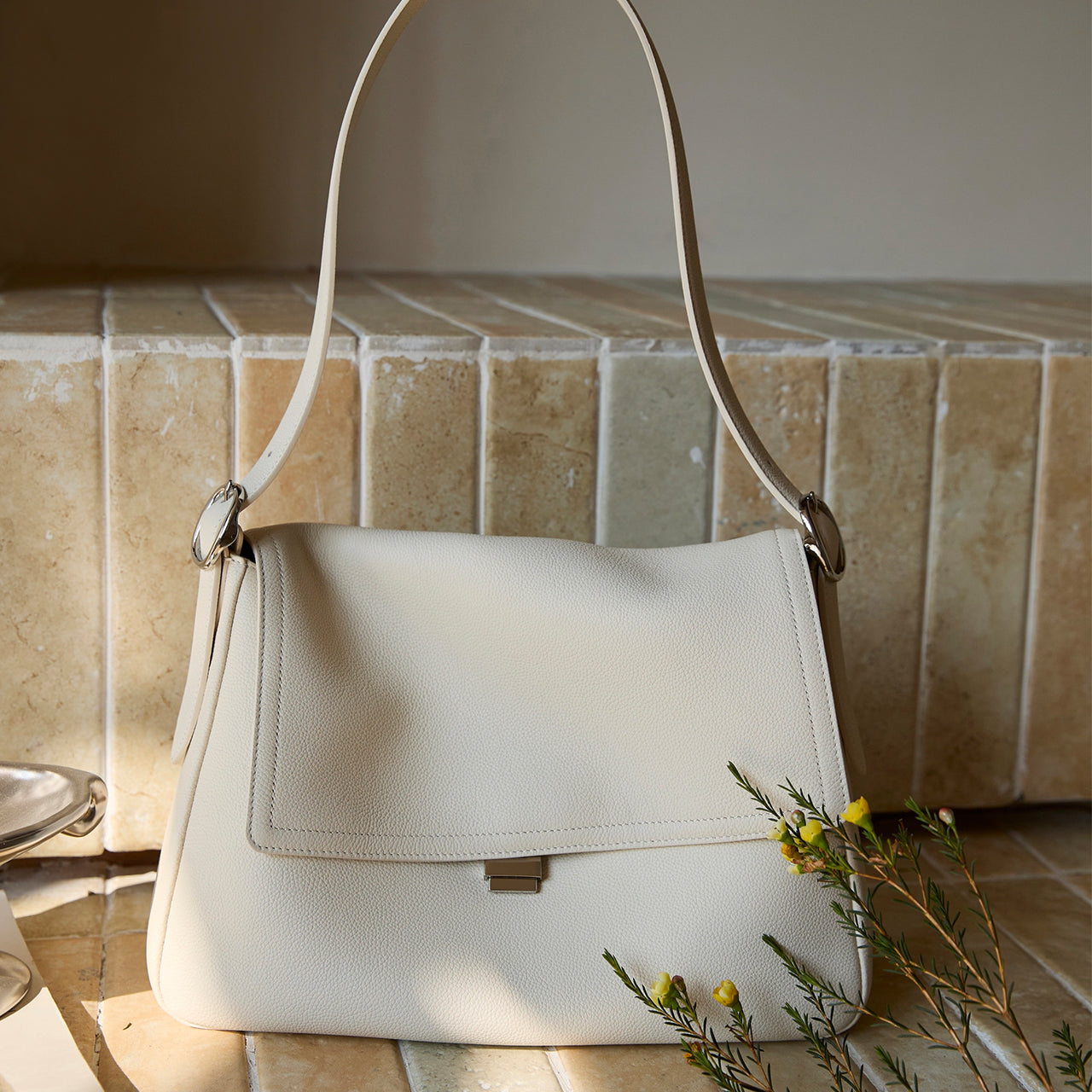 [PD1143] Top Grain Cowhide Leather Flap Shoulder & Crossbody Bag, Small Pebble Grain, Genuine Leather Sling bag, Classic Women's Crossbody Bag PD1143