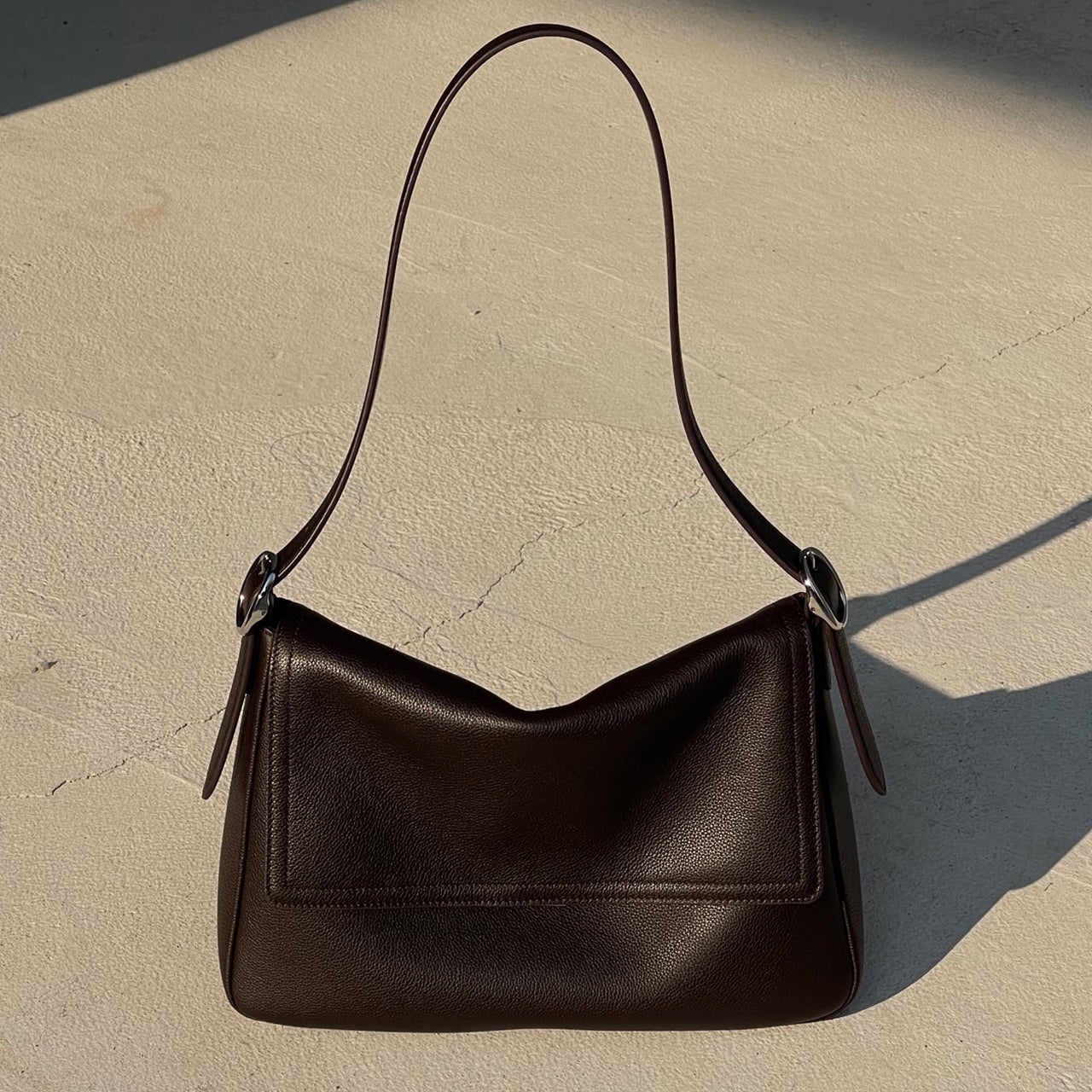 [PD1143] Top Grain Cowhide Leather Flap Shoulder & Crossbody Bag, Small Pebble Grain, Genuine Leather Sling bag, Classic Women's Crossbody Bag PD1143