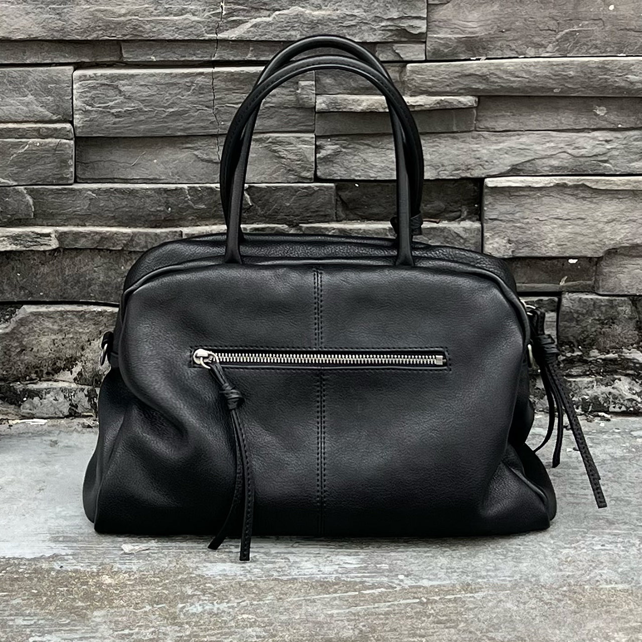 [PD1149] Water-Dyed Vegetable-Tanned Bovine Leather Bowling Bag, Large, Top-Grain Leather Handbag/Shoulder Bag/Crossbody Bag PD1149