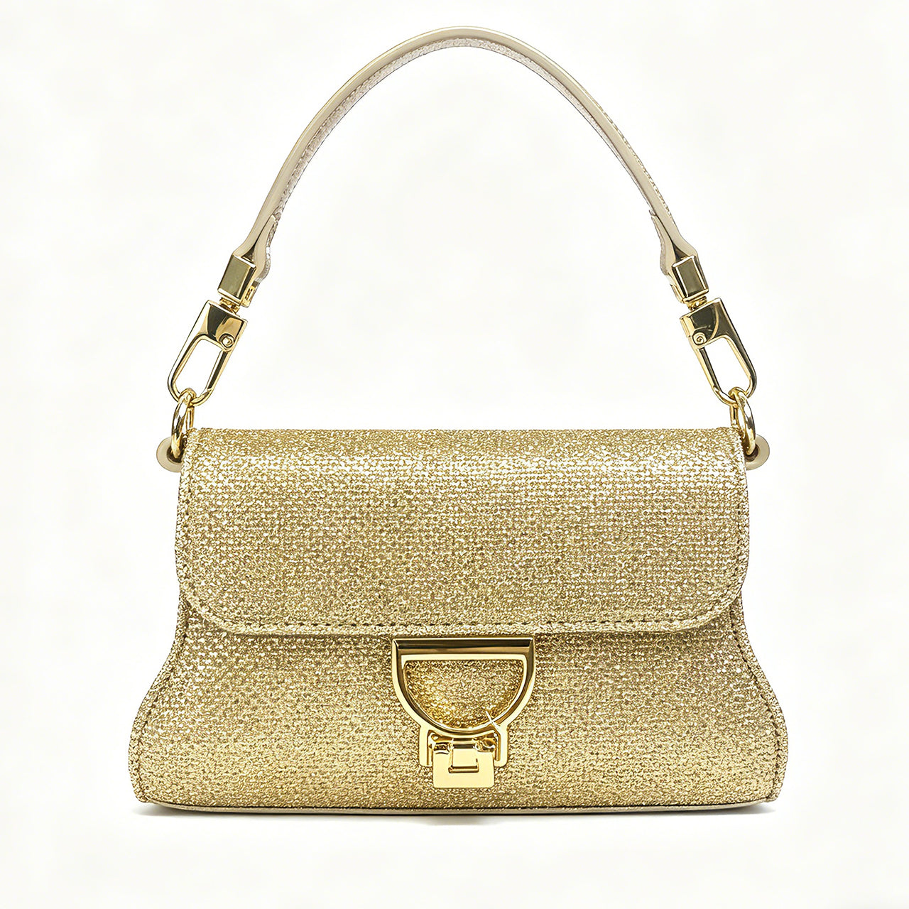 [PD1150] Elegant Original Design Gold Flap Evening Bag – Genuine Sheepskin Leather, Top Handle & Chain Long Strap PD1150
