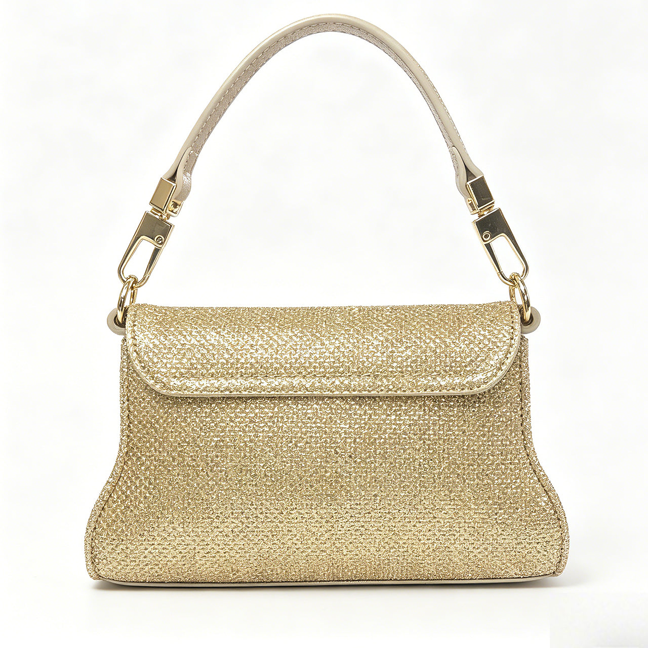 [PD1150] Elegant Original Design Gold Flap Evening Bag – Genuine Sheepskin Leather, Top Handle & Chain Long Strap PD1150