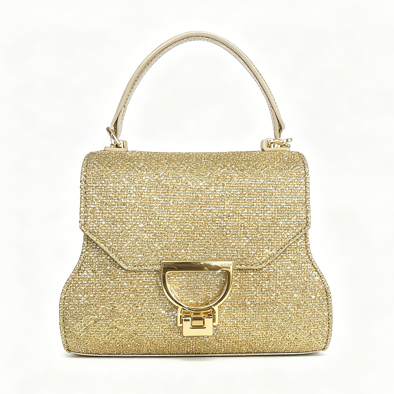 [PD1150] Elegant Original Design Gold Flap Evening Bag – Genuine Sheepskin Leather, Top Handle & Chain Long Strap PD1150