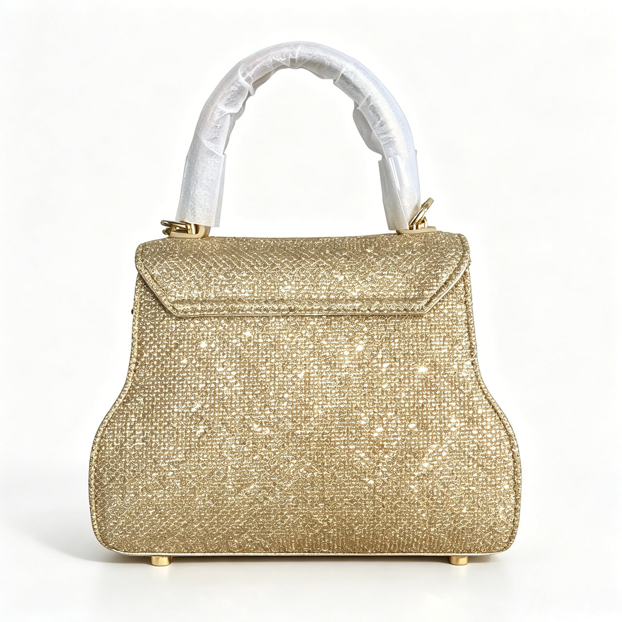 [PD1150] Elegant Original Design Gold Flap Evening Bag – Genuine Sheepskin Leather, Top Handle & Chain Long Strap PD1150