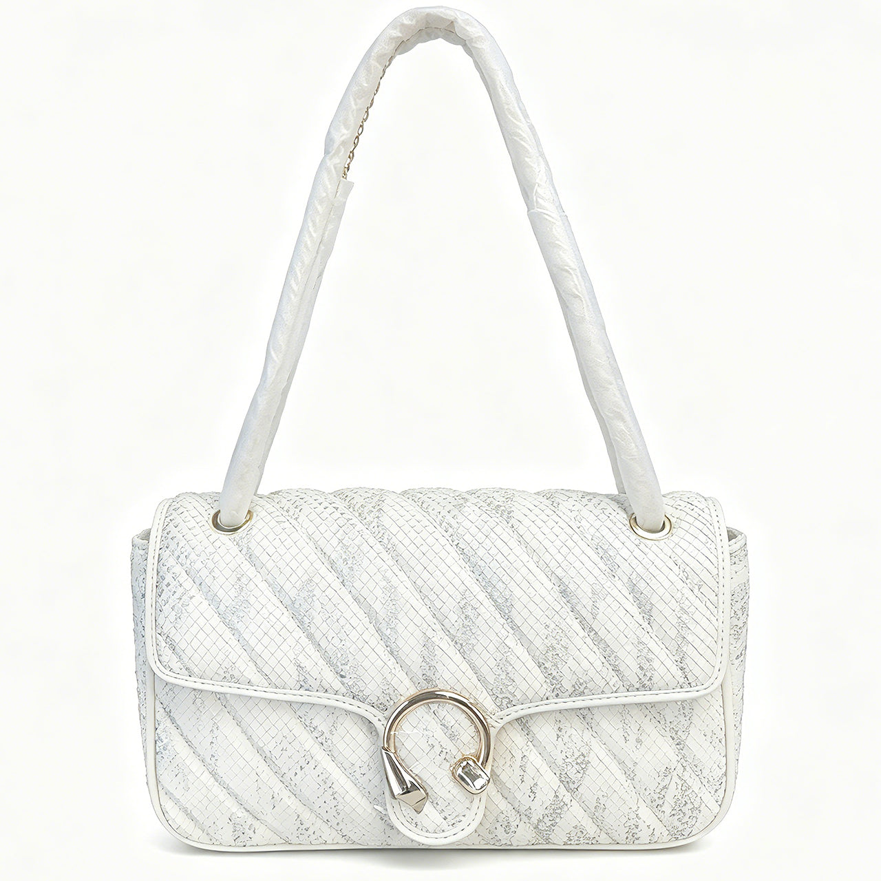 PD1153 Top-grain cow leather flap bag, faux snake texture genuine leather, shoulder/crossbody sling bag for women PD1153