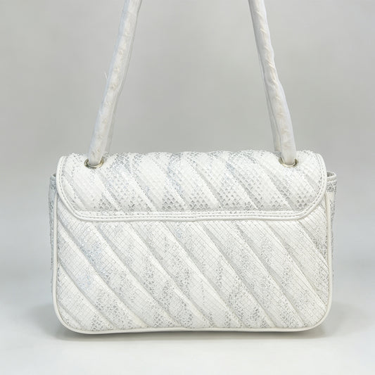 PD1153 Top-grain cow leather flap bag, faux snake texture genuine leather, shoulder/crossbody sling bag for women PD1153