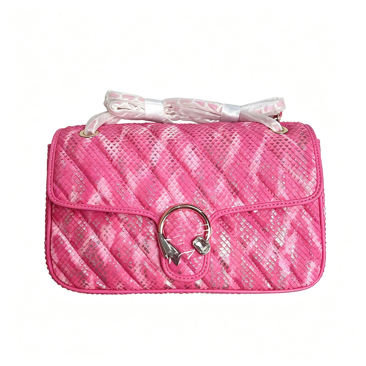 PD1153 Top-grain cow leather flap bag, faux snake texture genuine leather, shoulder/crossbody sling bag for women PD1153