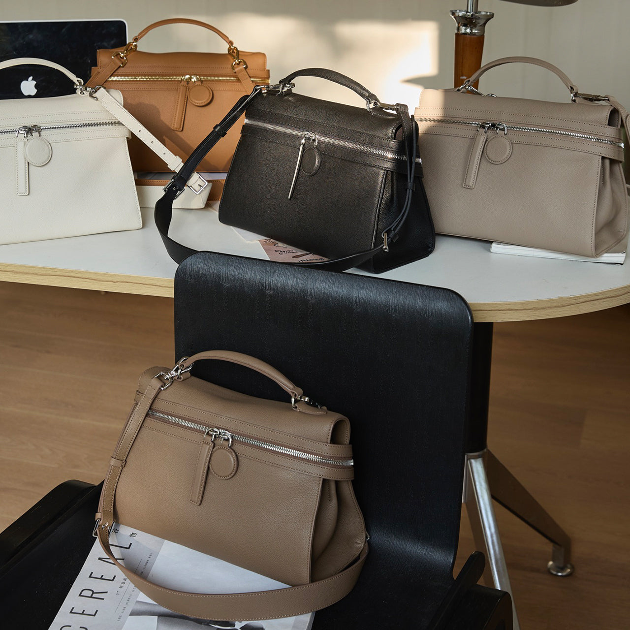 [PD1155] Top-grade grain cowhide leather with lychee texture — genuine leather handbag, shoulder bag, crossbody bag, elegant messenger bag PD1155