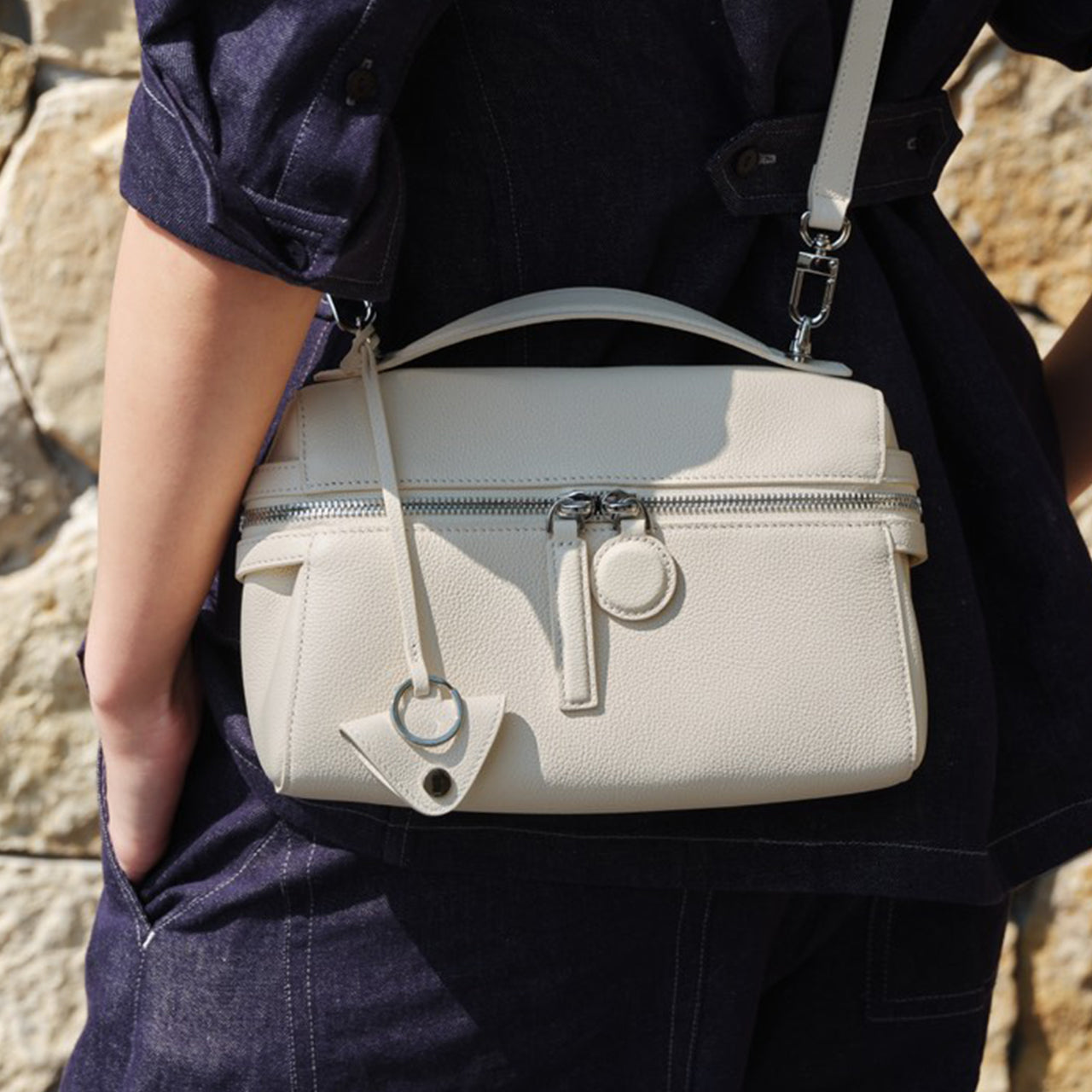 [PD1158] Top-Grain Cowhide Leather Handheld Shoulder Crossbody Bag for Women, Genuine Leather PD1158