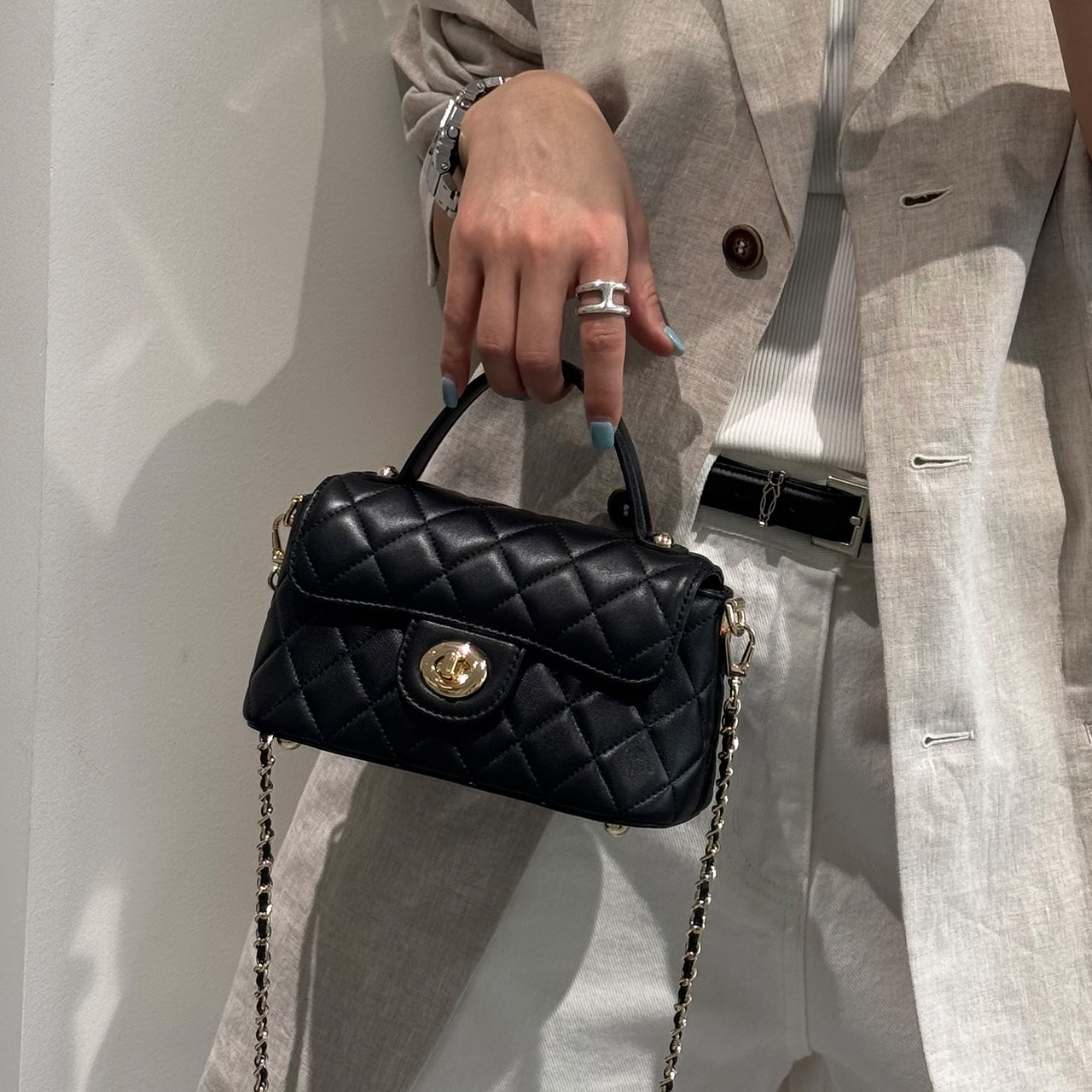[PD1159] Sheepskin Leather Flap Bag Genuine Leather Shoulder & Crossbody Bag PD1159