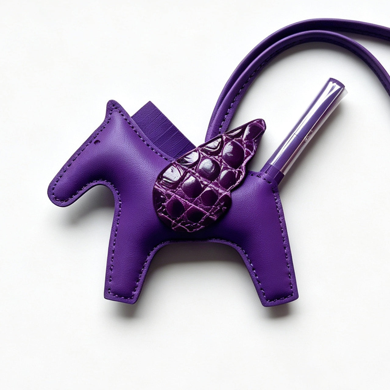 [PZ1165] Sheepskin Pegasus Bag Charm | Crocodile Leather Wings Luxury Pendant PZ1165