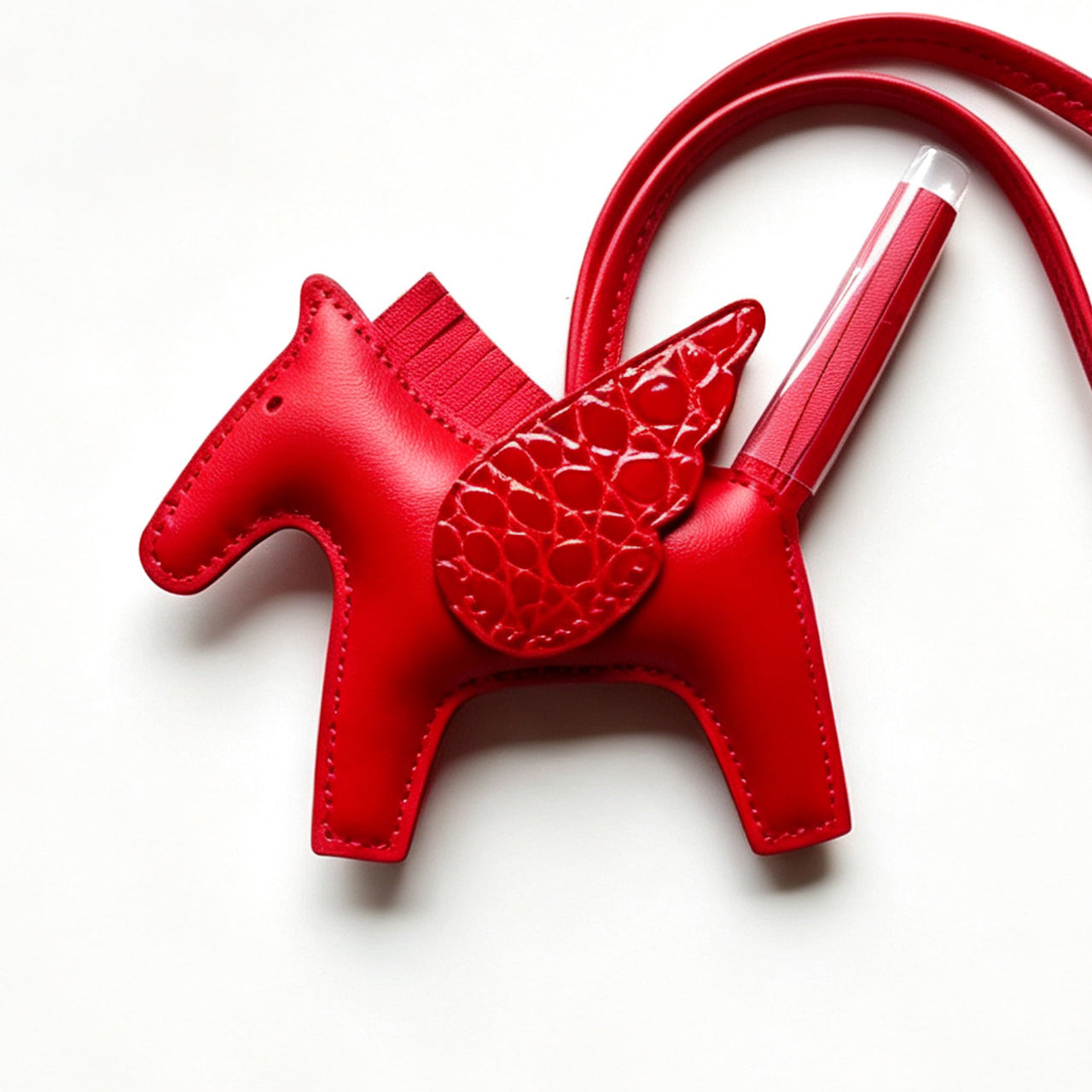 [PZ1165] Sheepskin Pegasus Bag Charm | Crocodile Leather Wings Luxury Pendant PZ1165