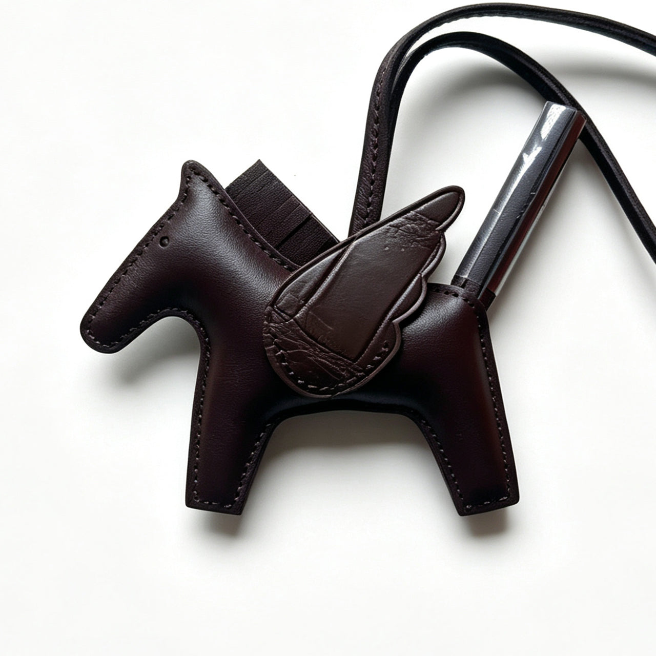 [PZ1165] Sheepskin Pegasus Bag Charm | Crocodile Leather Wings Luxury Pendant PZ1165