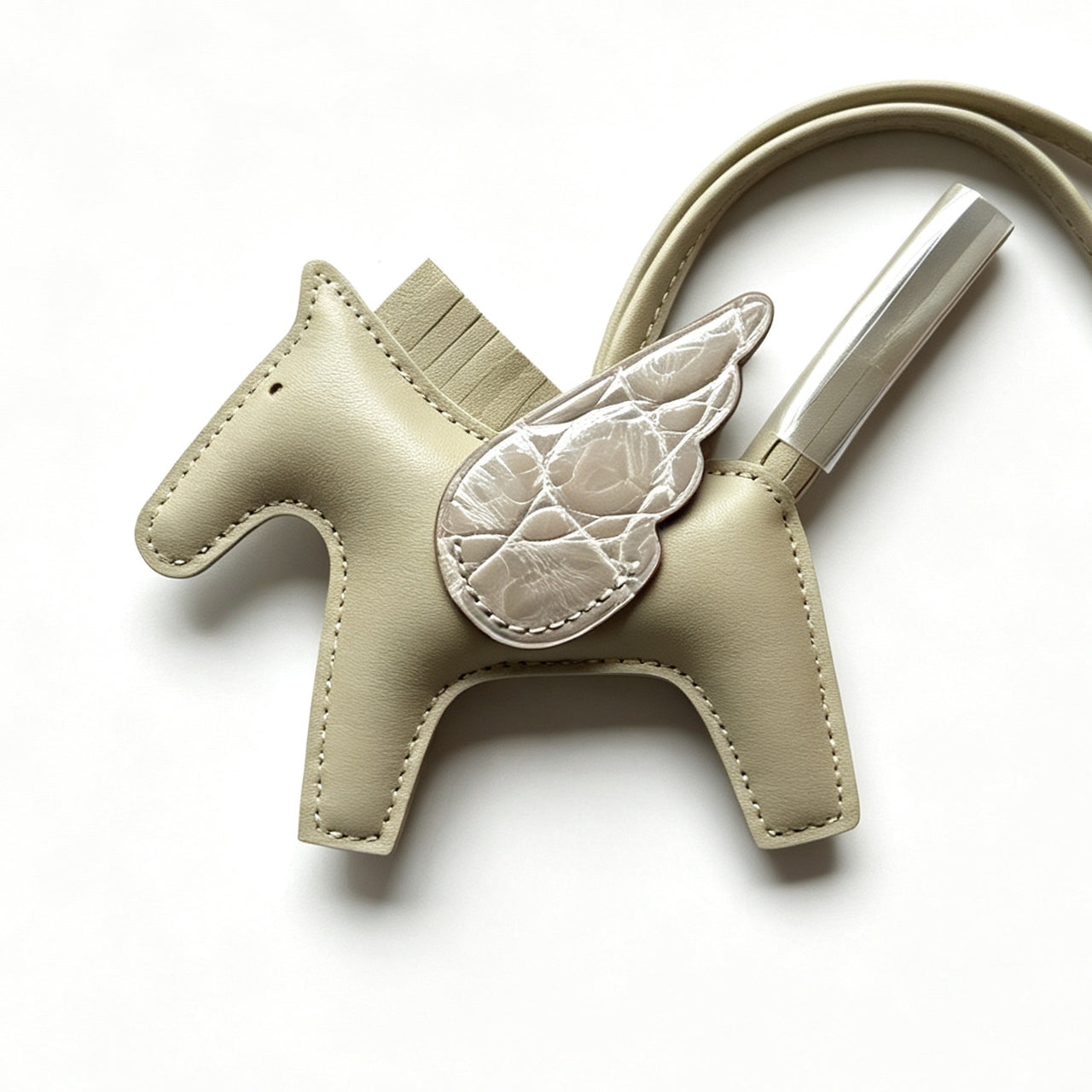 [PZ1165] Sheepskin Pegasus Bag Charm | Crocodile Leather Wings Luxury Pendant PZ1165