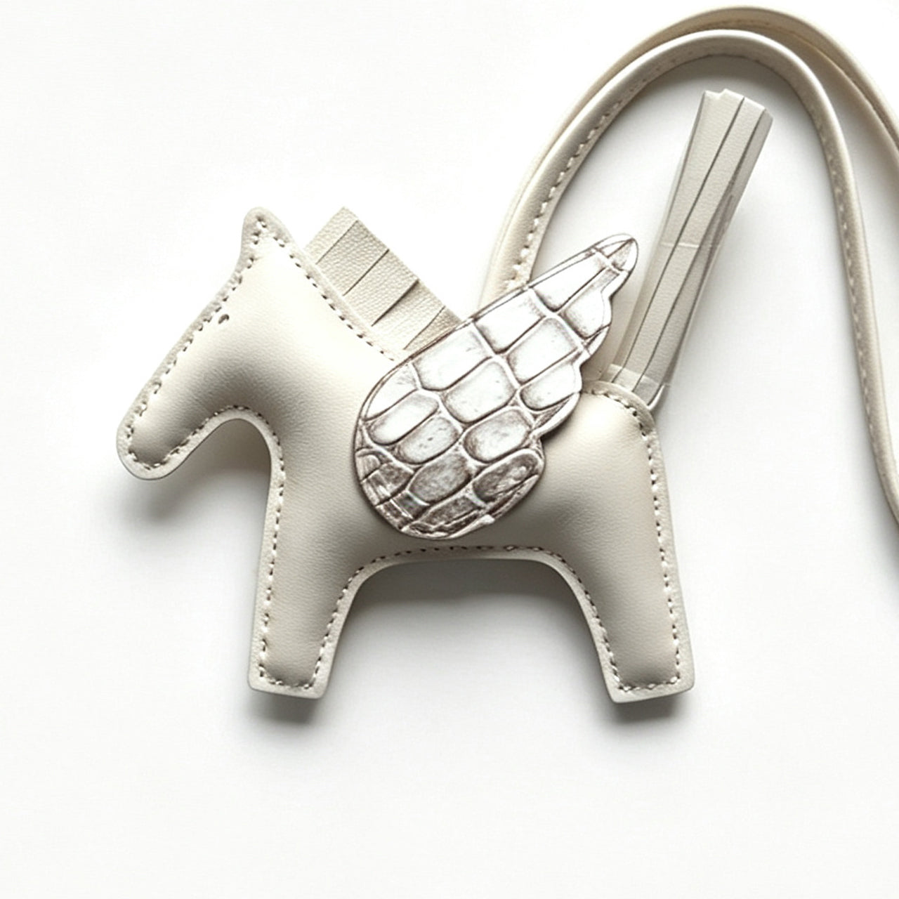 [PZ1165] Sheepskin Pegasus Bag Charm | Crocodile Leather Wings Luxury Pendant PZ1165