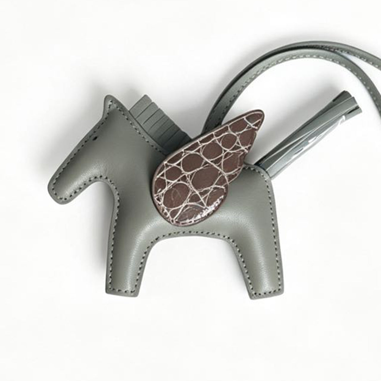 [PZ1165] Sheepskin Pegasus Bag Charm | Crocodile Leather Wings Luxury Pendant PZ1165