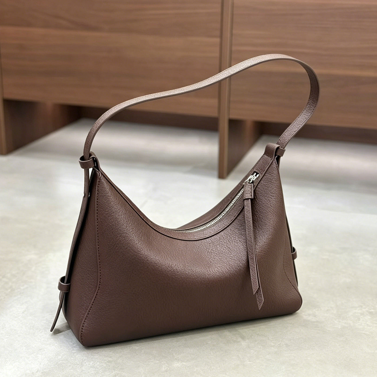 [PD1165] Top-Grain Cowhide Leather Hobo Bag, Large Capacity Genuine Leather Shoulder Bag PD1165