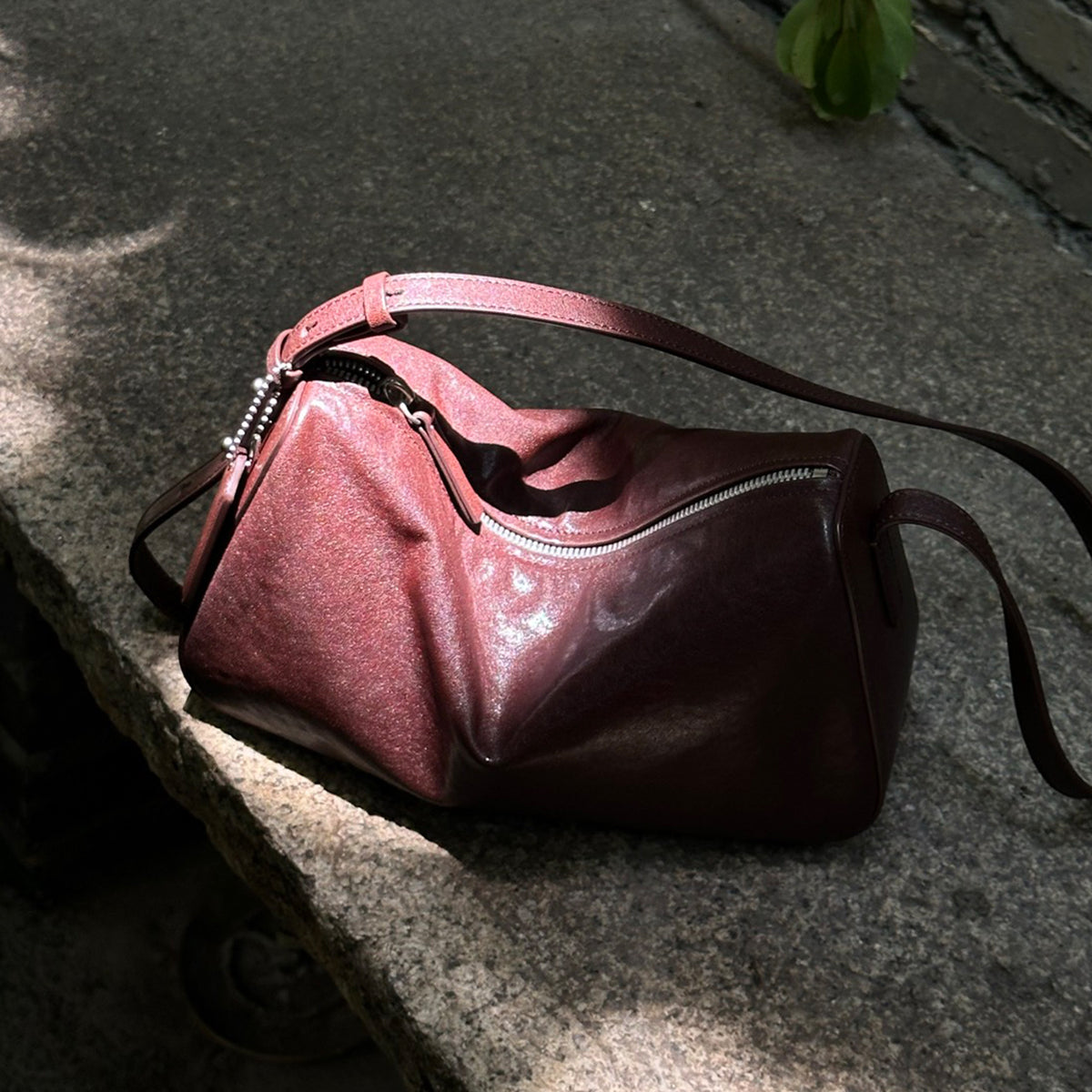 [PD1169] Washed Vegetable-Tanned Top-Grain Cowhide Leather Shoulder & Crossbody Sling Bag for Women PD1169