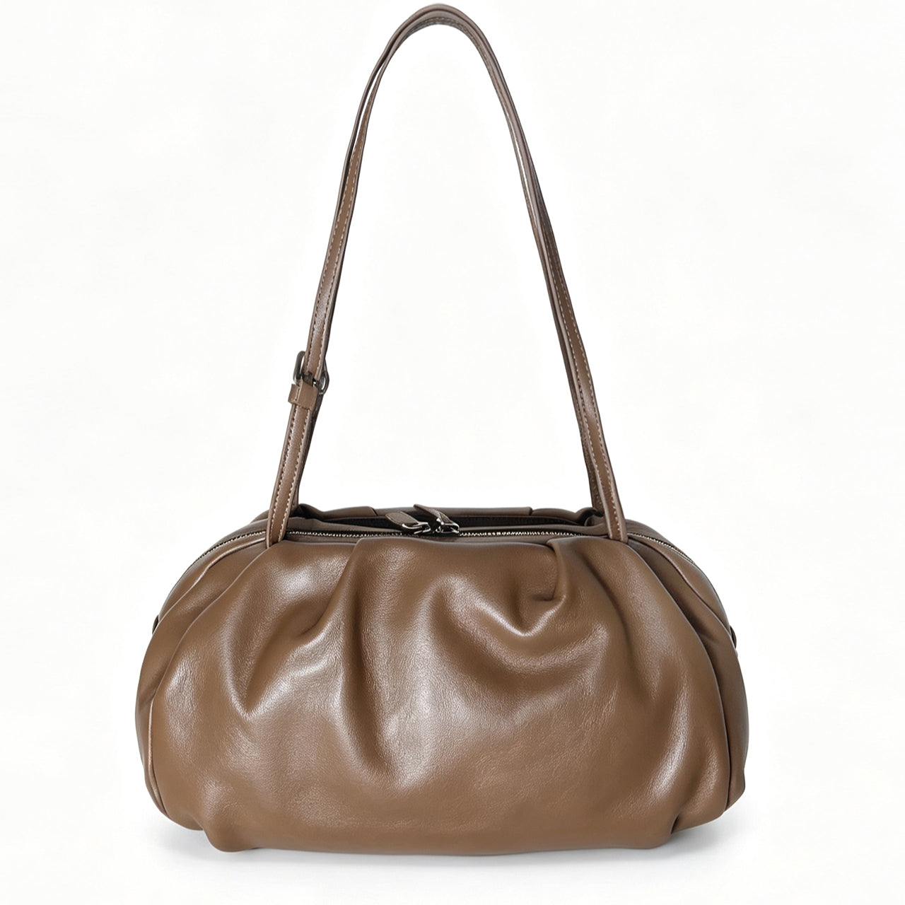 [PD1171] Sheep Leather Bowling Bag for Women – Large Capacity Shoulder Bag with Cloud Silhouette PD1171