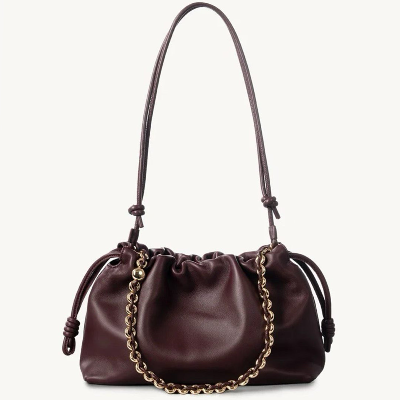 [PD1173] Sheep Leather Dumpling Shoulder & Crossbody Bag – Large Capacity, Cloud-Style Design PD1173