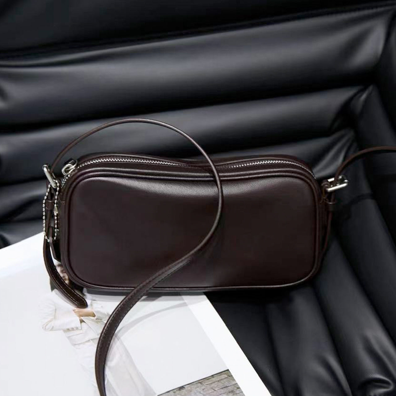 [PD1175] Top-Grain Sheep Leather Shoulder & Crossbody Camera Bag, Small PD1175
