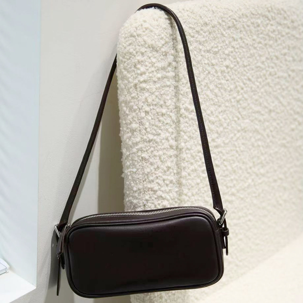 [PD1175] Top-Grain Sheep Leather Shoulder & Crossbody Camera Bag, Small PD1175