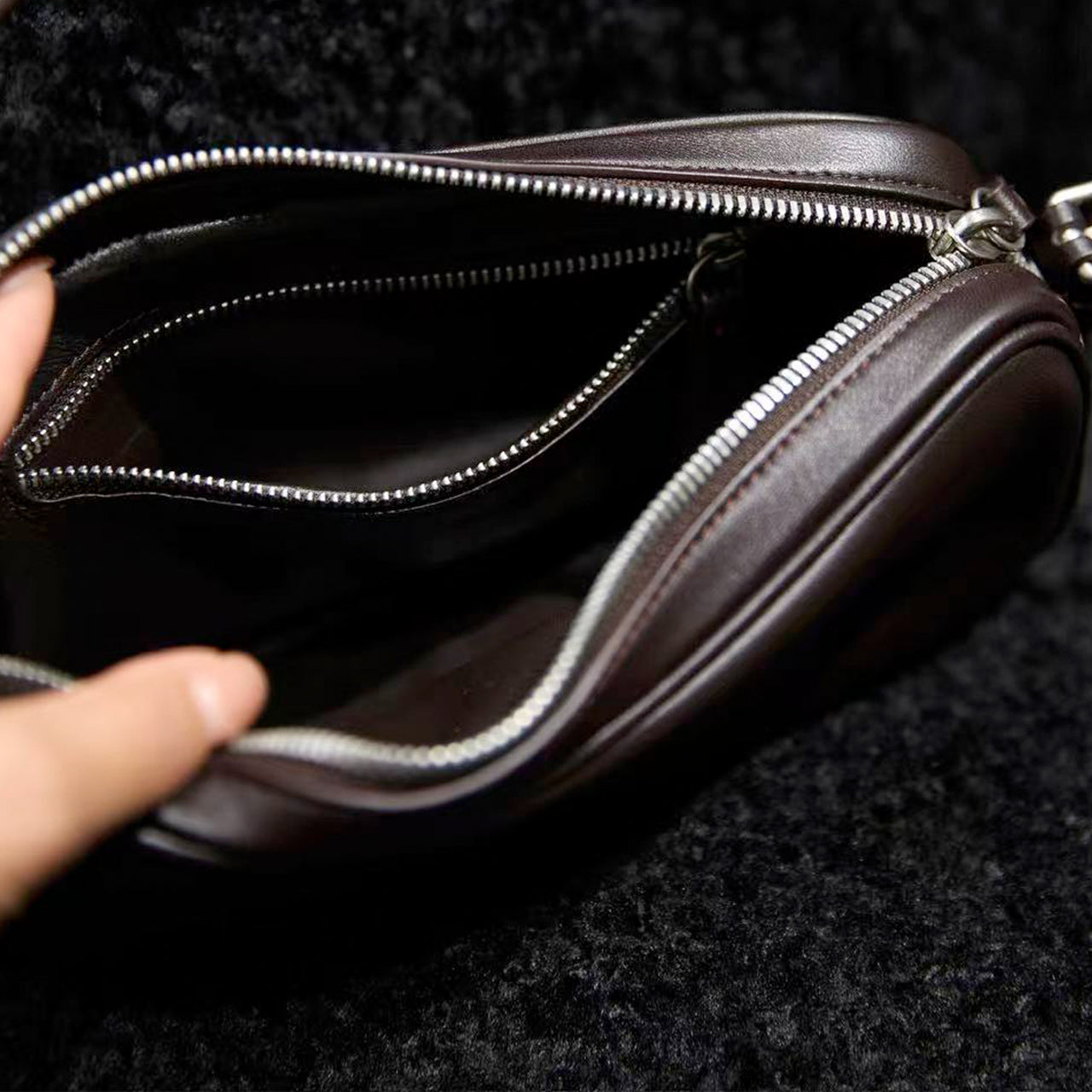[PD1175] Top-Grain Sheep Leather Shoulder & Crossbody Camera Bag, Small PD1175