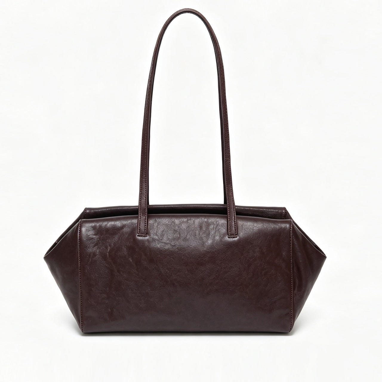 [PD1170] Washed veg tanned top grain cow leather size 30cm shoulder bag lightweight smooth Long Rectangular Soft Baguette Shoulder Bag – Versatile Commuter Purse for Women PD1170