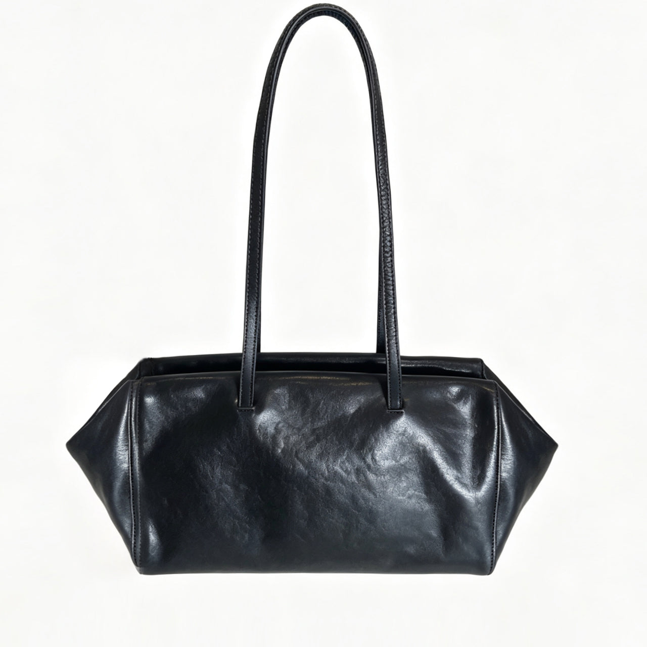 [PD1170] Washed veg tanned top grain cow leather size 30cm shoulder bag lightweight smooth Long Rectangular Soft Baguette Shoulder Bag – Versatile Commuter Purse for Women PD1170