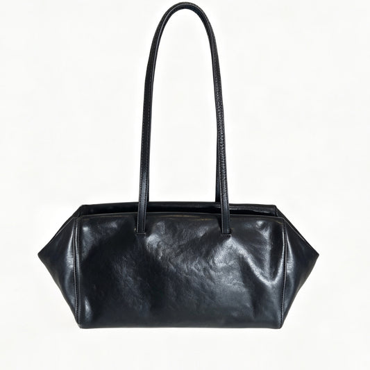 [PD1170] Washed veg tanned top grain cow leather size 30cm shoulder bag lightweight smooth Long Rectangular Soft Baguette Shoulder Bag – Versatile Commuter Purse for Women PD1170
