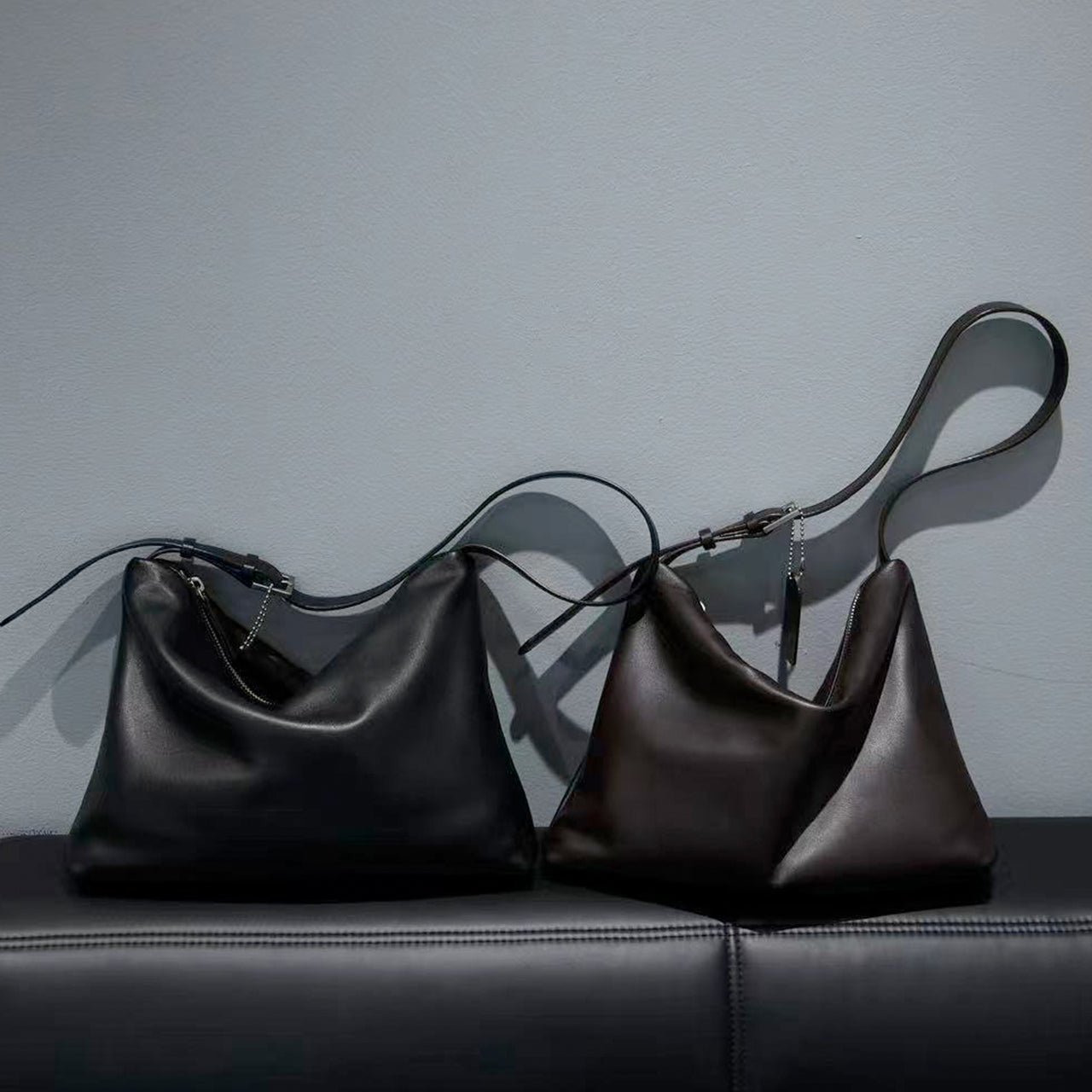 [PD1176] Top-Grain Sheep Leather Tote Shoulder & Crossbody Bag PD1176