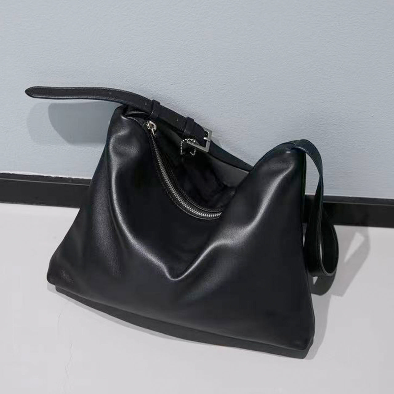 [PD1176] Top-Grain Sheep Leather Tote Shoulder & Crossbody Bag PD1176