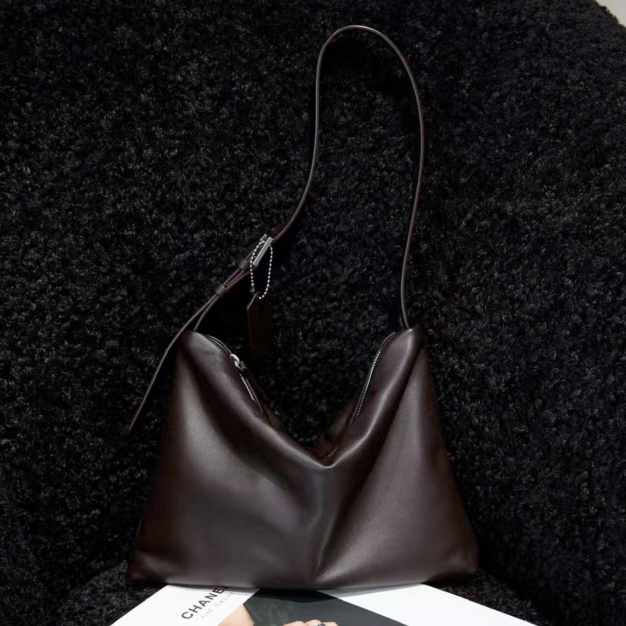 [PD1176] Top-Grain Sheep Leather Tote Shoulder & Crossbody Bag PD1176