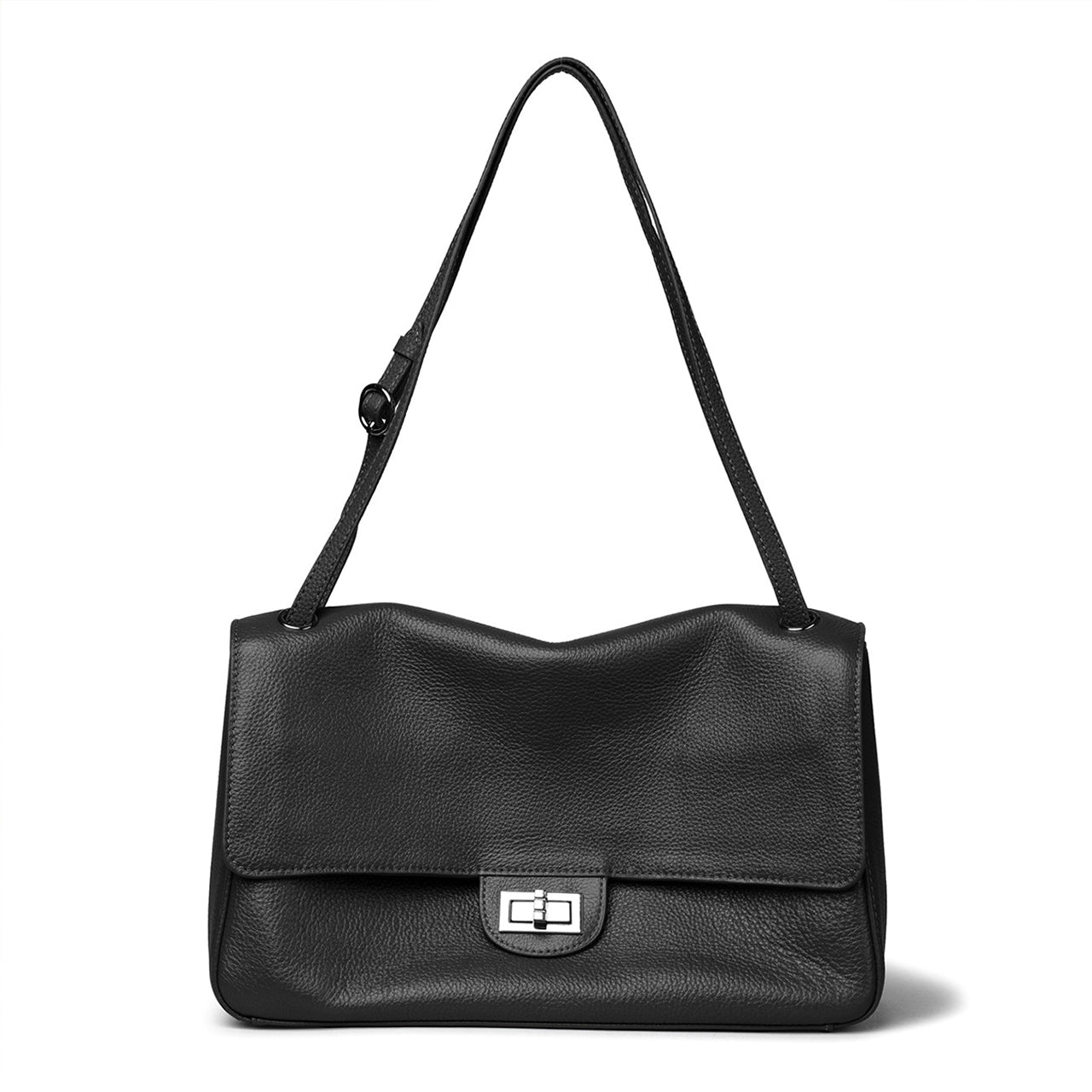 [PD1177] Women's Full Grain Leather Flap Shoulder & Crossbody Bag, Large Capacity, Togo Leather PD1177