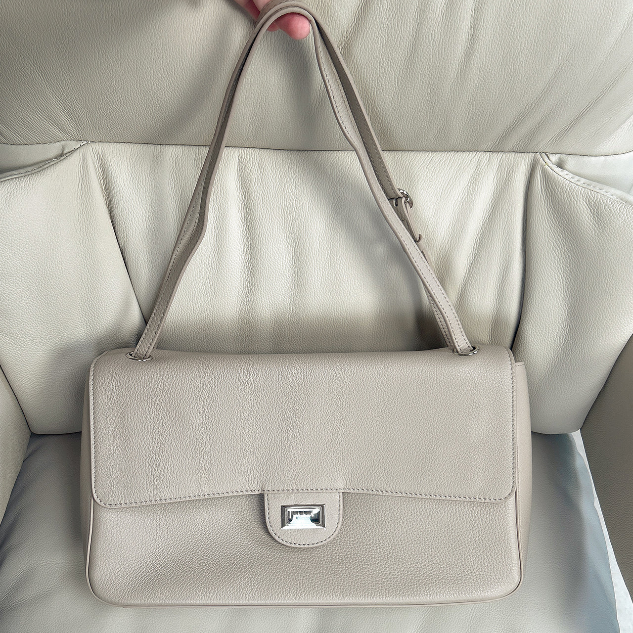 [PD1177] Women's Full Grain Leather Flap Shoulder & Crossbody Bag, Large Capacity, Togo Leather PD1177