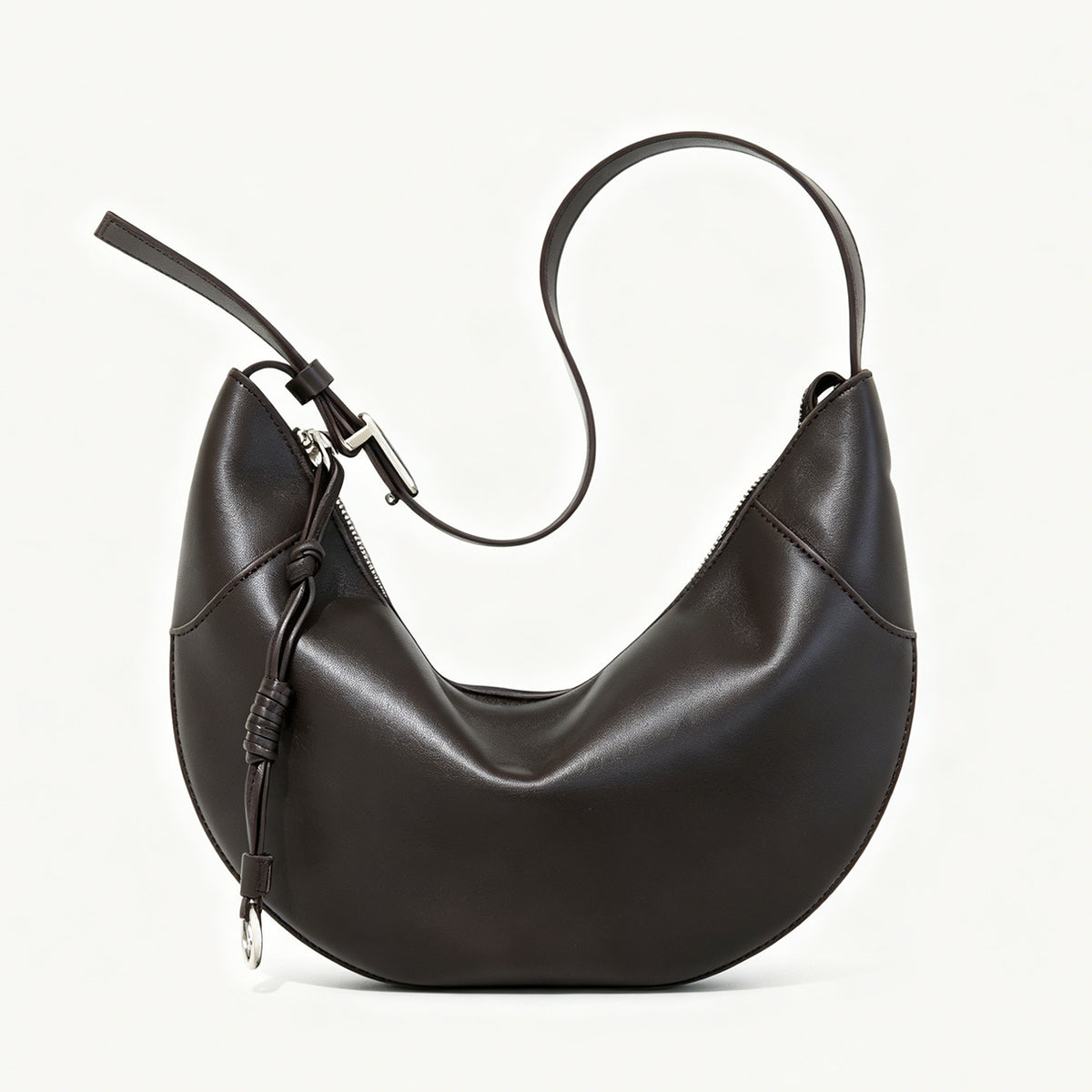[PD1181] Women's Top-Grain Sheep Leather Crescent Shoulder & Crossbody Bag – Large Capacity, Lightweight PD1181