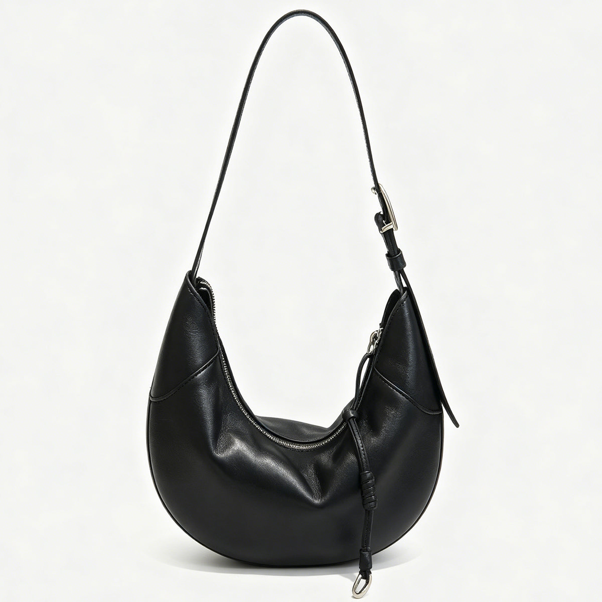 [PD1181] Women's Top-Grain Sheep Leather Crescent Shoulder & Crossbody Bag – Large Capacity, Lightweight PD1181