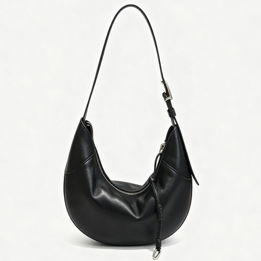 [PD1181] Women's Top-Grain Sheep Leather Crescent Shoulder & Crossbody Bag – Large Capacity, Lightweight PD1181