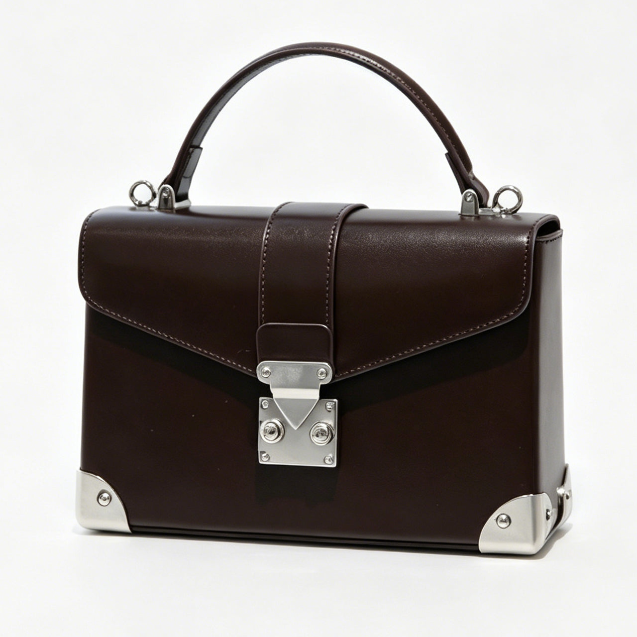 [PD1186] Women's Waxed Cowhide Leather Top-Handle Flap Bag – Convertible to Shoulder & Crossbody with Adjustable Strap, Structured Silhouette PD1186