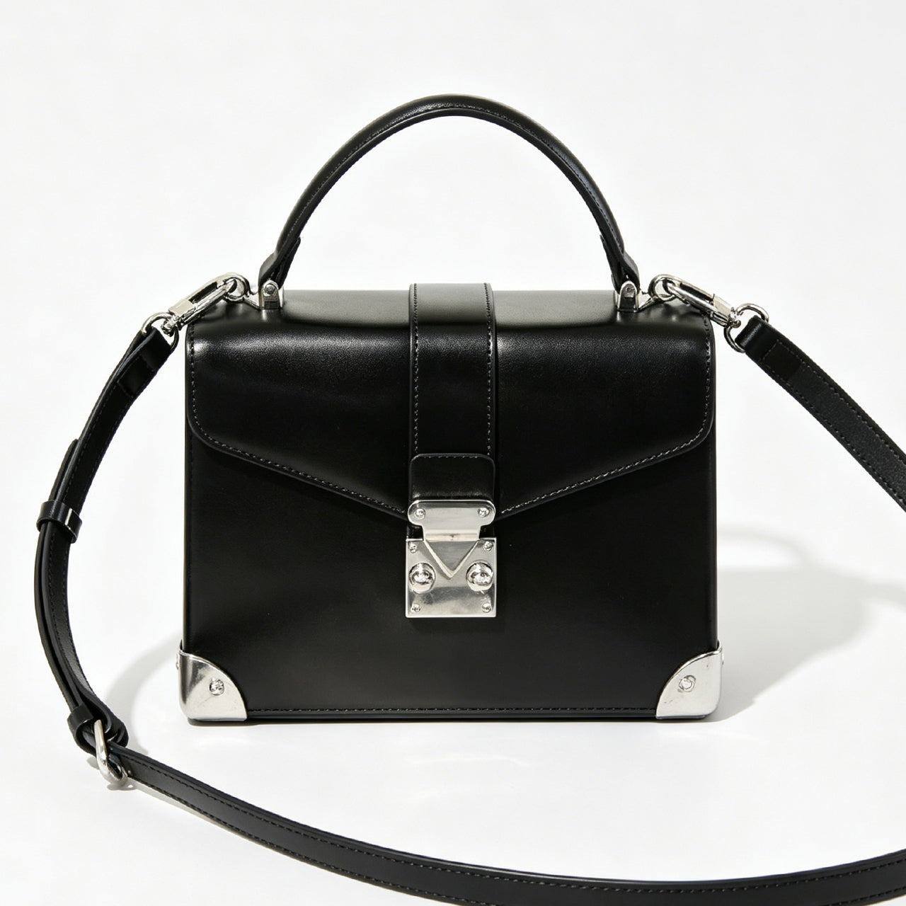 [PD1186] Women's Waxed Cowhide Leather Top-Handle Flap Bag – Convertible to Shoulder & Crossbody with Adjustable Strap, Structured Silhouette PD1186
