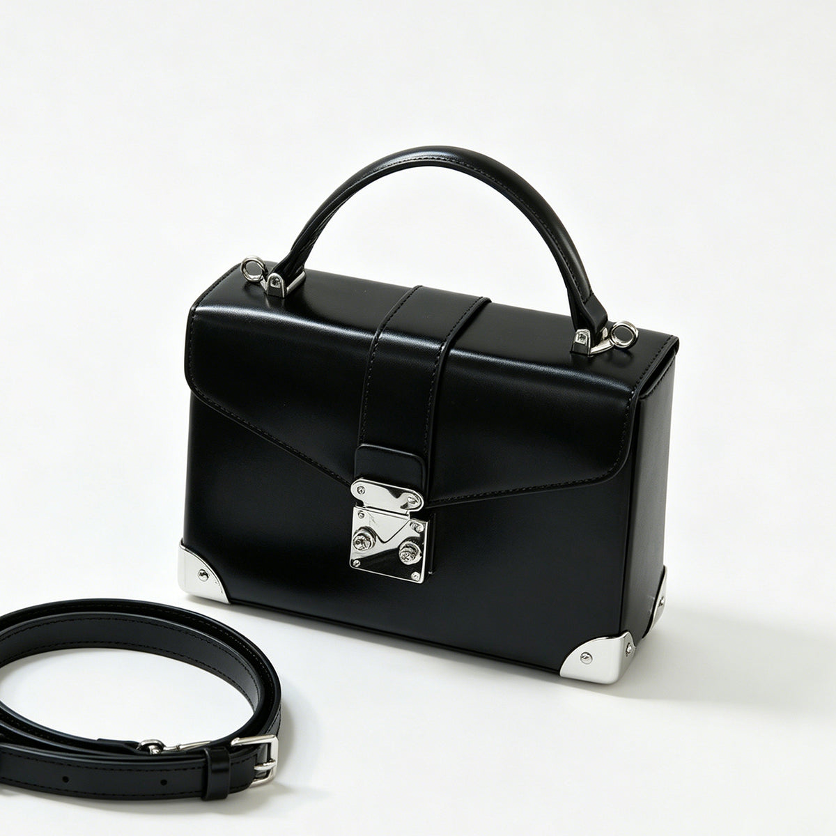 [PD1186] Women's Waxed Cowhide Leather Top-Handle Flap Bag – Convertible to Shoulder & Crossbody with Adjustable Strap, Structured Silhouette PD1186